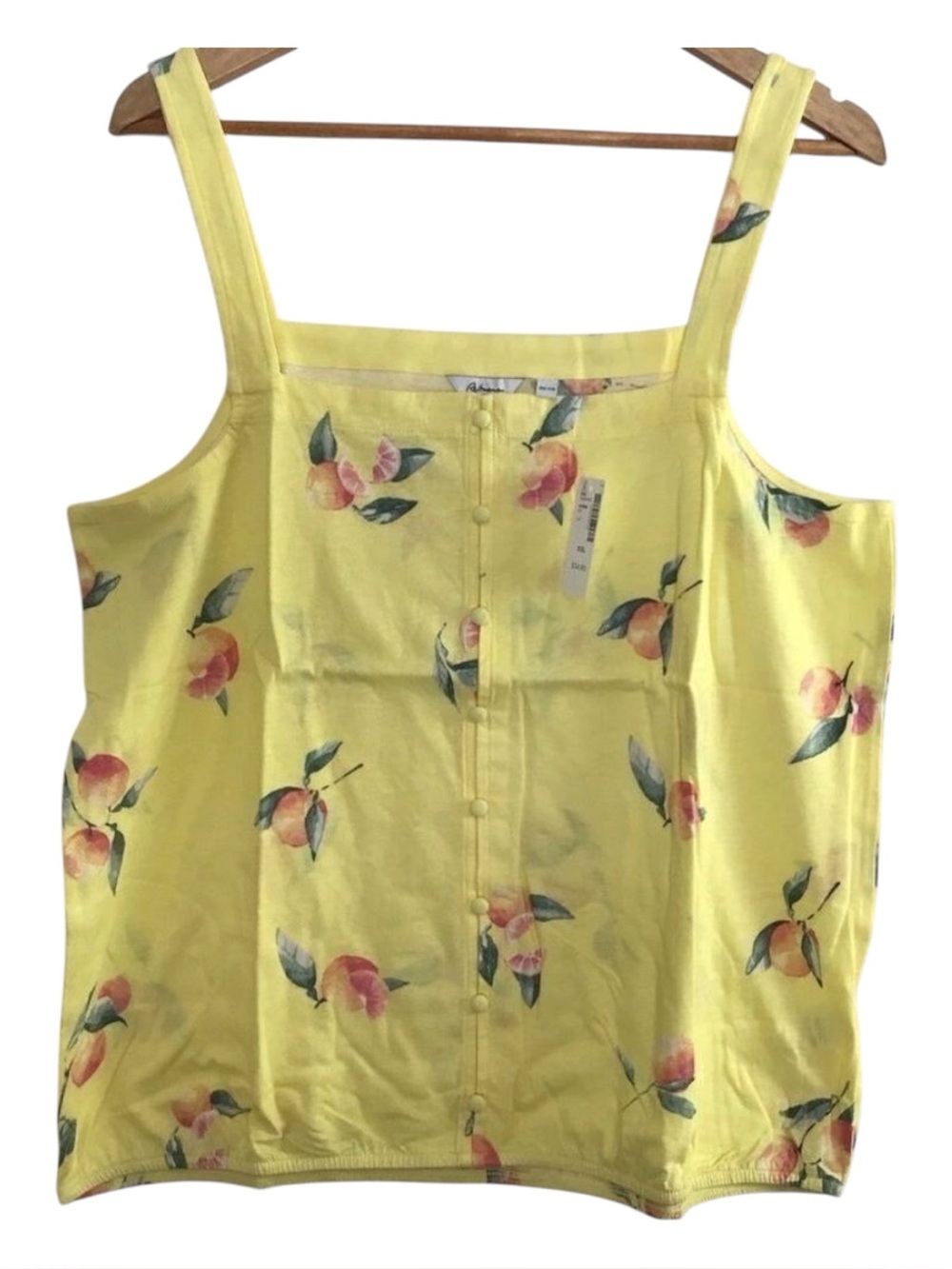 Reitmans Boxy cotton linen top summer tank top yellow floral green plus 3X